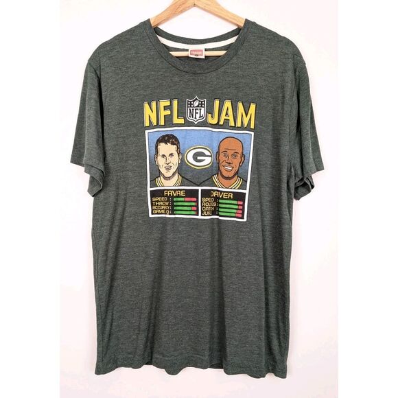 NFL JAM Green Bay Packers Brett Favre Donald Driver Men's LRG Shirt Homage Green - Picture 1 of 5